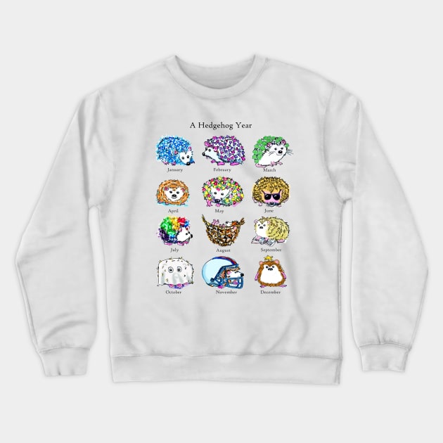 A Hedgehog Year  Art Crewneck Sweatshirt by CunninghamWatercolors